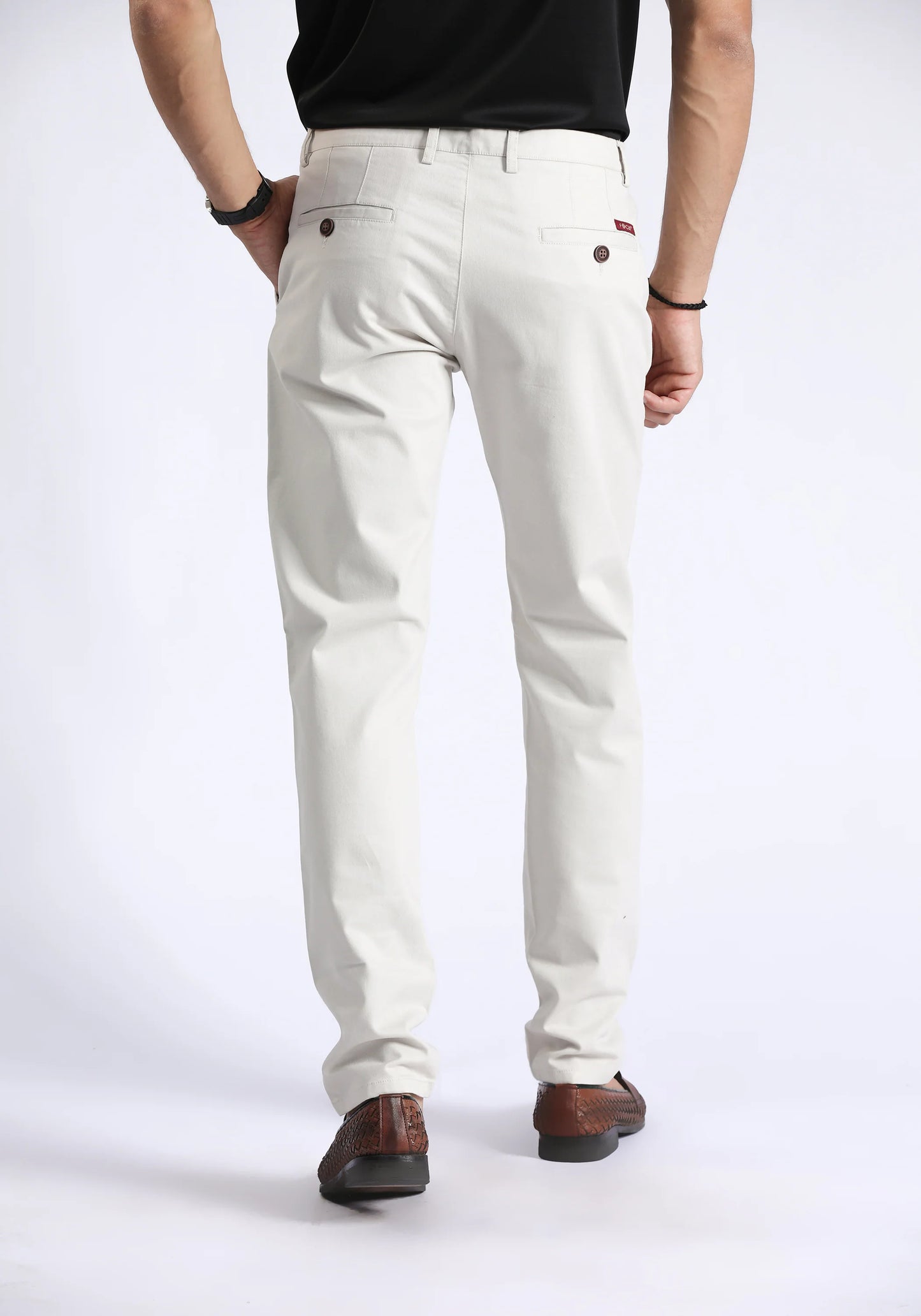Cream Slim Fit Chino Pant