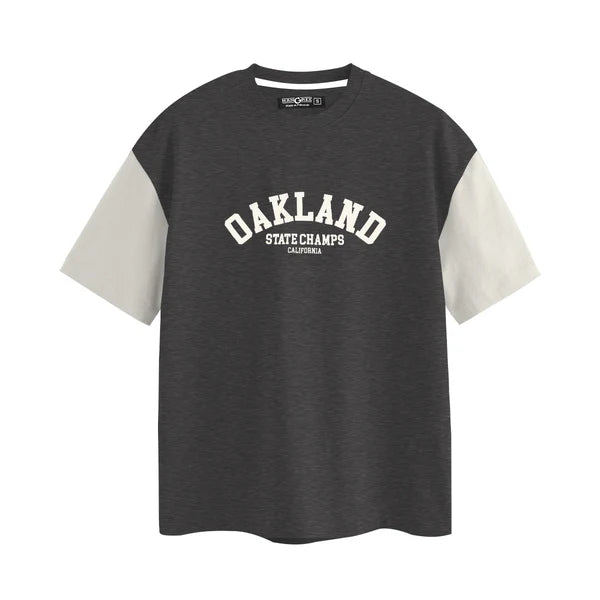 OVERSIZE DOWN SHOULDER TEE SHIRT - CHARCOAL