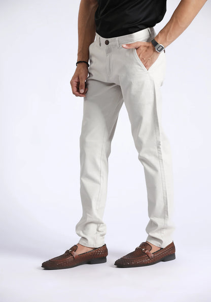 Cream Slim Fit Chino Pant