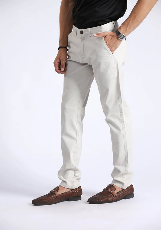 Cream Slim Fit Chino Pant